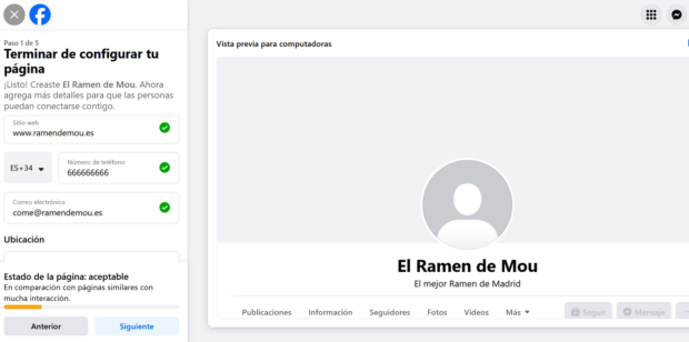 Datos de contacto de El Ramen de Mou