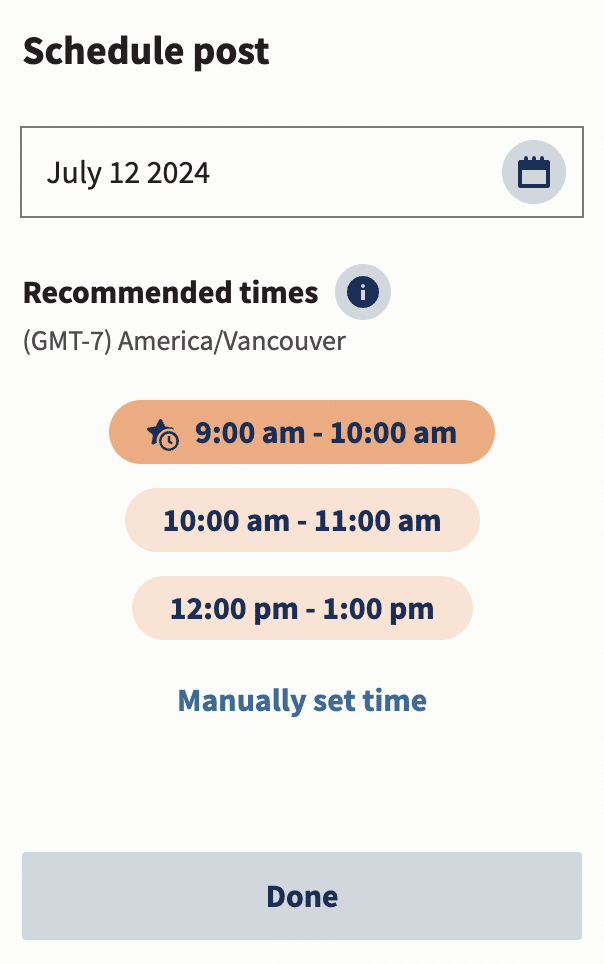 recommended times to post in Hootsuite Composer
