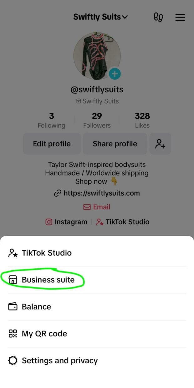 Menu top right corner and select Business suite
